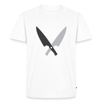 Couteaux de chefs croisés - T-shirt Premium bio Homme - blanc - Devant - Nico (187cm)