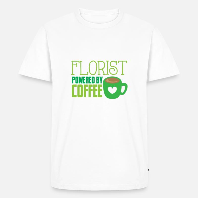 Blumengeschäft mit Kaffee - Männer Premium Bio T-Shirt - Weiß