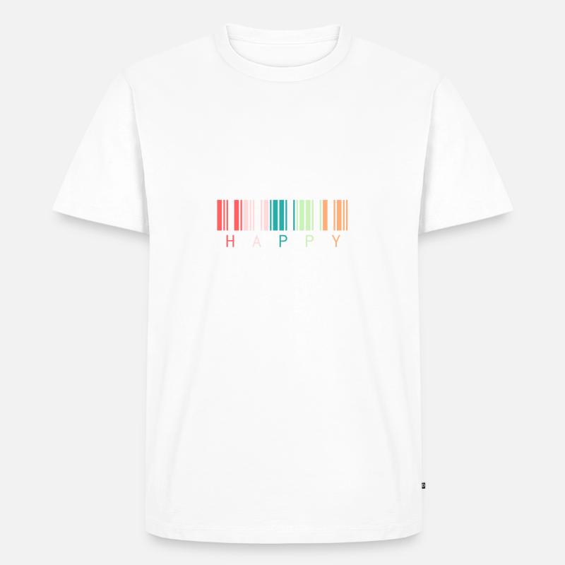 Strichcode "Happy" - Männer Premium Bio T-Shirt - Weiß