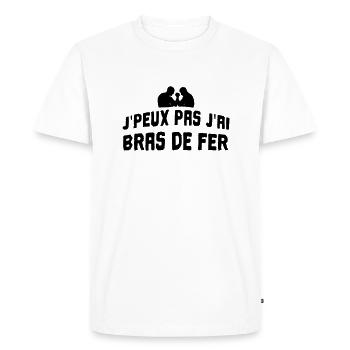 J'peux pas j'ai bras de fer - T-shirt Premium bio Homme - blanc - Devant - Nico (187cm)