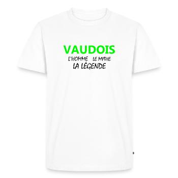 Vaudois l'homme le mythe la légende - T-shirt Premium bio Homme - blanc - Devant - Nico (187cm)