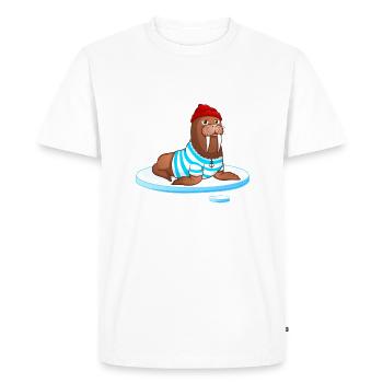 Hipster Walrus | ⚓ Nordique | hanséatique - T-shirt Premium bio Homme - blanc - Devant - Nico (187cm)