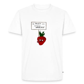 Végétaliens protestants aux fraises - T-shirt Premium bio Homme - blanc - Devant - Nico (187cm)