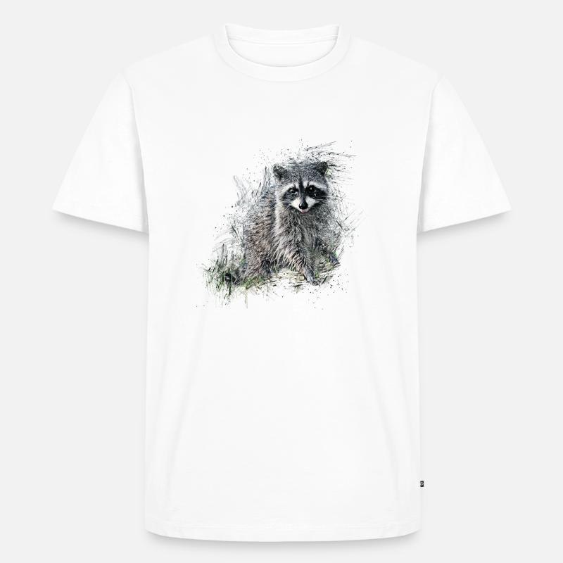 Waschbär - Männer Premium Bio T-Shirt - Weiß