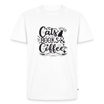 Chats Livres Café - T-shirt Premium bio Homme - blanc - Devant - Nico (187cm)
