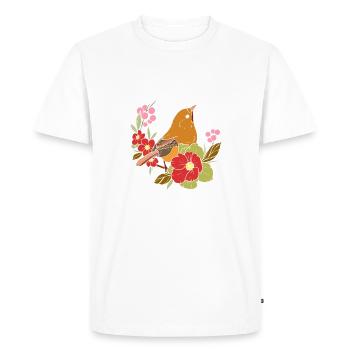 Oiseau de printemps dans les fleurs - T-shirt Premium bio Homme - blanc - Devant - Nico (187cm)