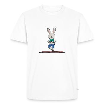 Yoga Bunny - Men's Premium Organic T-Shirt - white - Front - Nico (187cm)