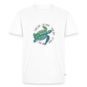 Pensez Blue Go Green Turtle Save The Ocean - T-shirt Premium bio Homme - blanc - Devant - Nico (187cm)