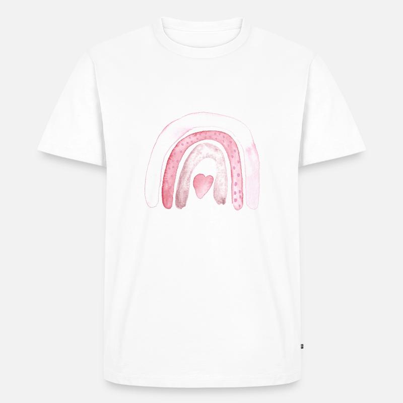 Regenbogen Rosa Herzchen - Männer Premium Bio T-Shirt - Weiß