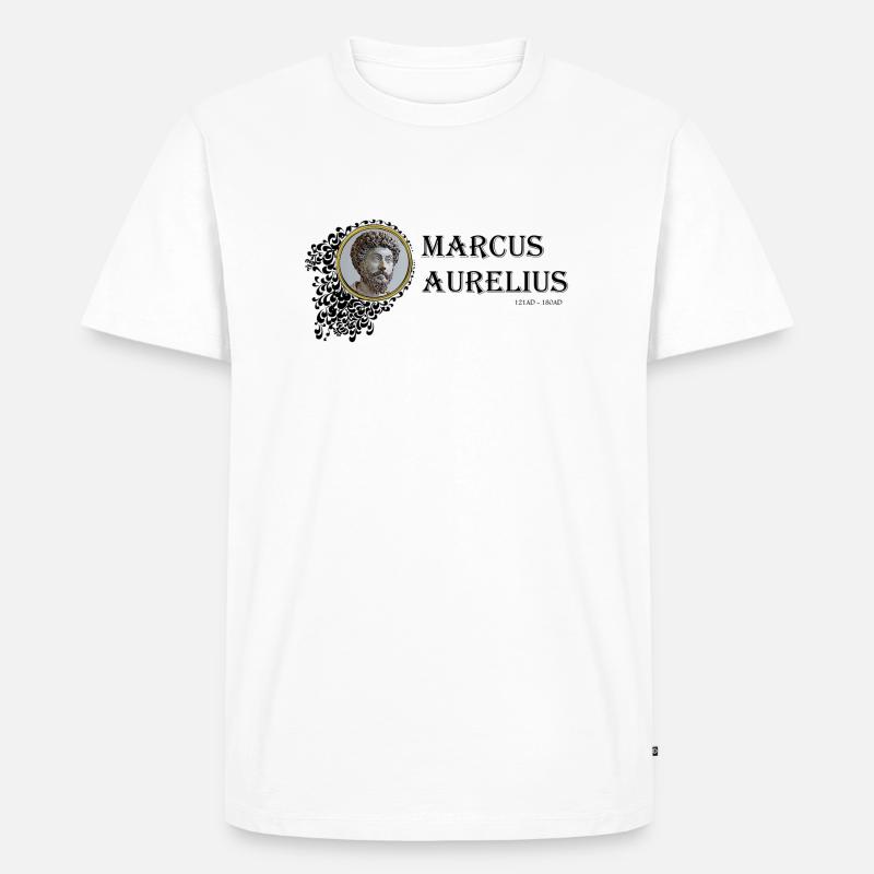 Marcus Aurelius gerahmt (schwarzer Text) - Männer Premium Bio T-Shirt - Weiß