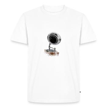 Tourne-disques rétro dans le look pulvérisé - T-shirt Premium bio Homme - blanc - Devant - Nico (187cm)