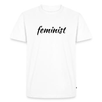 féminisme - féministe - T-shirt Premium bio Homme - blanc - Devant - Nico (187cm)