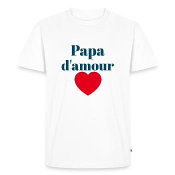 Papa d'amour à moi, je t'aime coeur - T-shirt Premium bio Homme - blanc - Devant - Nico (187cm)