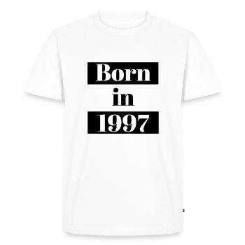 Born in 1997 - Né en 1997 - T-shirt Premium bio Homme - blanc - Devant - Nico (187cm)