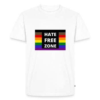 HATE FREE ZONE | bizarre - T-shirt Premium bio Homme - blanc - Devant - Nico (187cm)