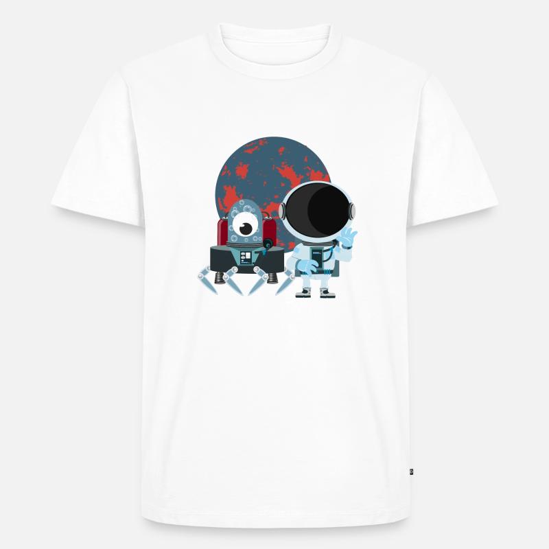 Voyage dans l'espace avec l'astronaute - T-shirt Premium bio Homme - blanc
