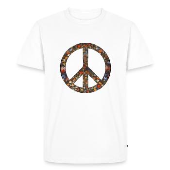 Icône du mouvement Amour Paix Signe Paix - T-shirt Premium bio Homme - blanc - Devant - Nico (187cm)