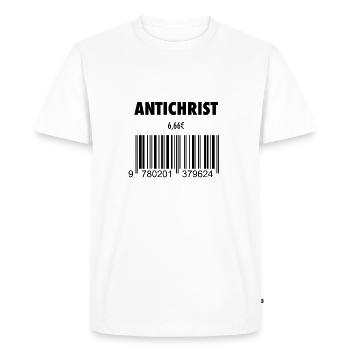 devil antichrist 666 barcode roast satan hell - Men's Premium Organic T-Shirt - white - Front - Nico (187cm)