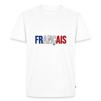 Français drapeau France pays bleu blanc rouge logo - T-shirt Premium bio Homme - blanc - Devant - Nico (187cm)