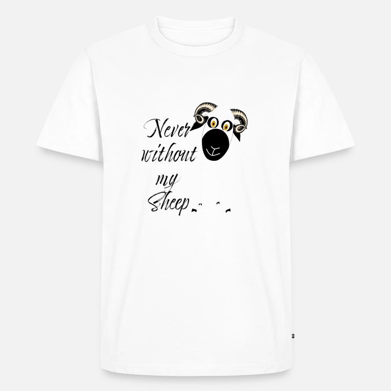 never without my sheep - Männer Premium Bio T-Shirt - Weiß