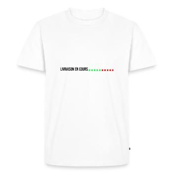 livraison en cours la poste facteur - T-shirt Premium bio Homme - blanc - Devant - Nico (187cm)