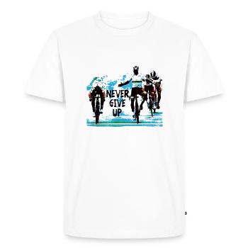 never give up - cyclisme - T-shirt Premium bio Homme - blanc - Devant - Nico (187cm)
