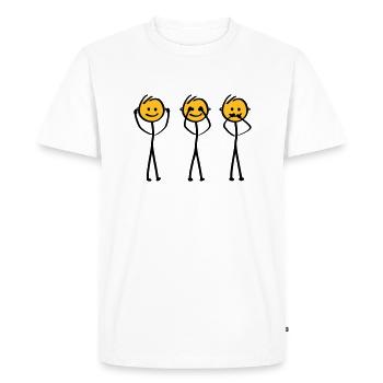 Slogan Hear, see and be silent. Three monkeys - Men's Premium Organic T-Shirt - white - Front - Nico (187cm)