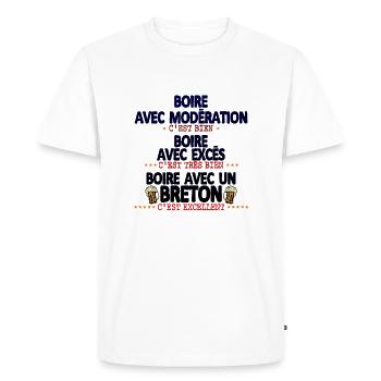 boire moderation exces breton bien tres excellent - T-shirt Premium bio Homme - blanc - Devant - Nico (187cm)