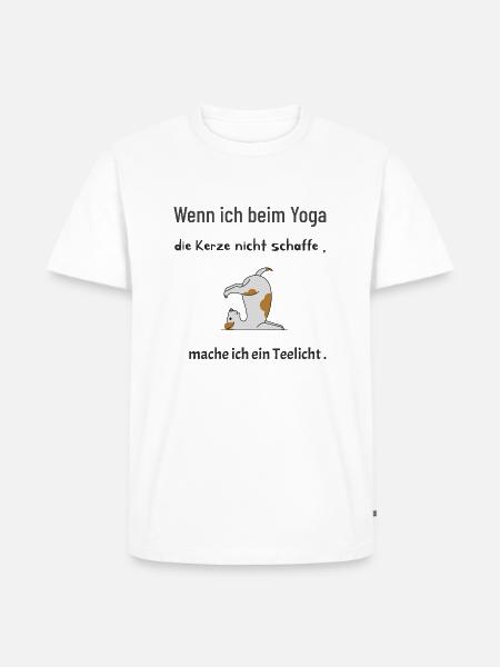 Hund beim Yoga - Männer Premium Bio T-Shirt - Weiß