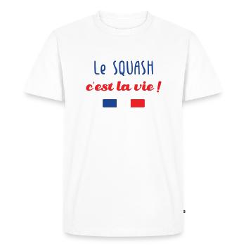 Le squash c'est la vie ! - T-shirt Premium bio Homme - blanc - Devant - Nico (187cm)