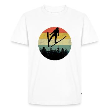Saut à ski Rétro Sports d’hiver Sauteur à ski Ski Fly - T-shirt Premium bio Homme - blanc - Devant - Nico (187cm)
