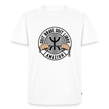 Soit brave, soit libre. Amazigh. - T-shirt Premium bio Homme - blanc - Devant - Nico (187cm)