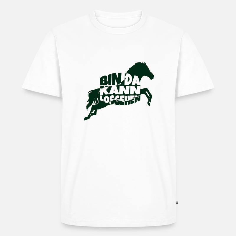 bin da pferd 1 - Männer Premium Bio T-Shirt - Weiß