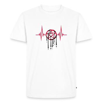 Drops heartbeat pentagram - Men's Premium Organic T-Shirt - white - Front - Nico (187cm)