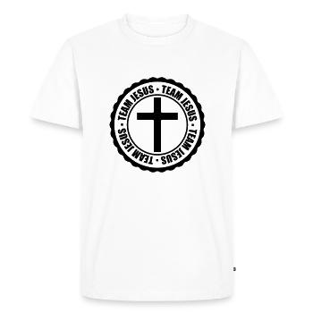 Stamp Team Jésus - T-shirt Premium bio Homme - blanc - Devant - Nico (187cm)