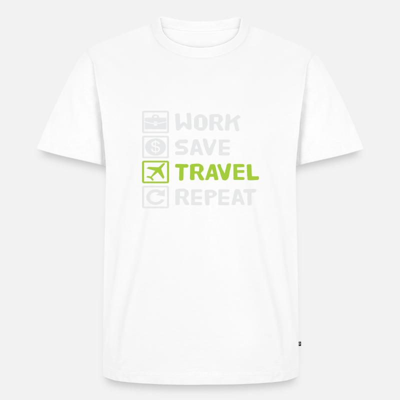 Work Save Travel Repeat - Männer Premium Bio T-Shirt - Weiß