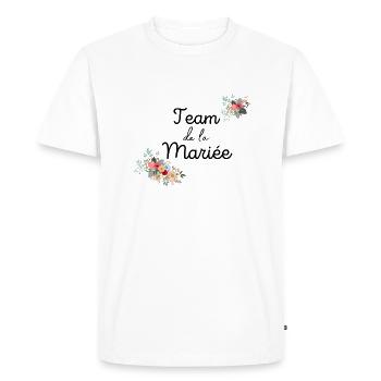 team de la Mariée evjf t-shirt assorti floral - T-shirt Premium bio Homme - blanc - Devant - Nico (187cm)