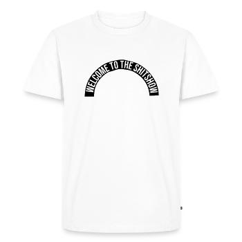 Lettrage Merdique en demi-cercle - T-shirt Premium bio Homme - blanc - Devant - Nico (187cm)