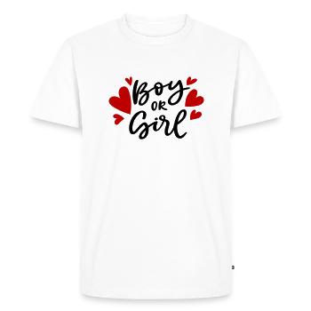 Fille ou garçon Junge oder Mädchen Schwanger Enceinte - T-shirt Premium bio Homme - blanc - Devant - Nico (187cm)