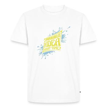 C’est une idée horrible - T-shirt Premium bio Homme - blanc - Devant - Nico (187cm)