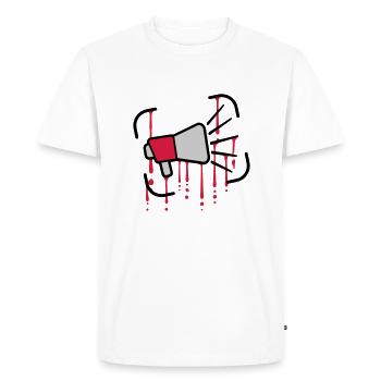 Drops Megaphone Loud Speech - Men's Premium Organic T-Shirt - white - Front - Nico (187cm)