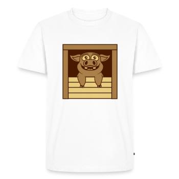 Comic drôle de cochon d’écurie - T-shirt Premium bio Homme - blanc - Devant - Nico (187cm)