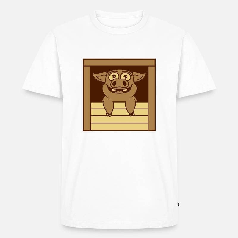 Comic witziges Stall Schwein - Männer Premium Bio T-Shirt - Weiß
