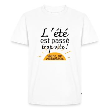 L'été est passé trop vite ! vient on recommence - T-shirt Premium bio Homme - blanc - Devant - Nico (187cm)