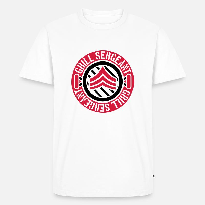 Barbecue Grill Sergeant Stempel - Männer Premium Bio T-Shirt - Weiß