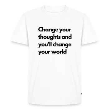 Changez vos pensées et vous changez votre monde - T-shirt Premium bio Homme - blanc - Devant - Nico (187cm)