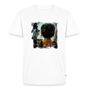 Kid in war looking at explosion 2 AI painting - Men's Premium Organic T-Shirt - white - Front - Nico (187cm)