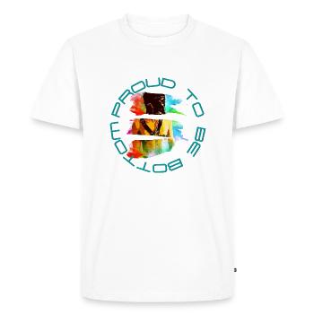 Fier d’être en bas - T-shirt Premium bio Homme - blanc - Devant - Nico (187cm)