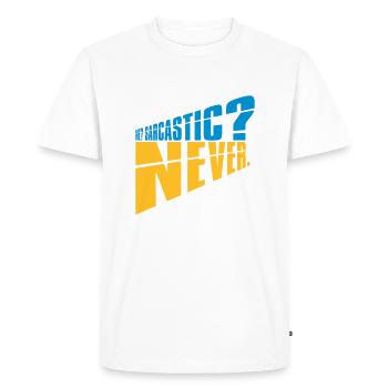 moi sarcastique ne cite jamais - T-shirt Premium bio Homme - blanc - Devant - Nico (187cm)