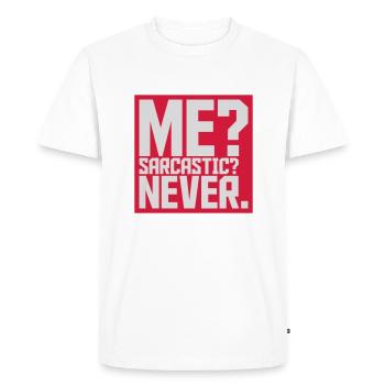 moi sarcastique ne cite jamais - T-shirt Premium bio Homme - blanc - Devant - Nico (187cm)